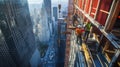 Construction Workers on a High-Rise Building in a City Royalty Free Stock Photo