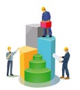 Construction workers illustrated on bar chart