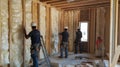 Construction Workers Installing Insulation in a New Home Royalty Free Stock Photo