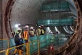 Construction workers at the Jakarta MRT Tunnel Phase 2 project. Royalty Free Stock Photo