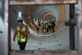 Construction workers at the Jakarta MRT Tunnel Phase 2 project. Royalty Free Stock Photo