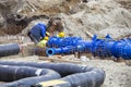 Construction workers laid water system pipeline