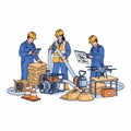 Construction workers operating equipment on site Royalty Free Stock Photo
