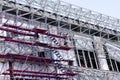 Construction workers preparation for binding steel frame and concrete work