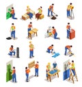 Construction Workers Isometric People Royalty Free Stock Photo