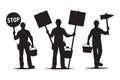 Construction Workers Protest Silhouette Vector Art Strike Illustration Royalty Free Stock Photo