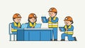 Construction workers receiving safety training using digital devices Royalty Free Stock Photo