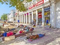 Construction workers relax at connaught place