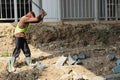 construction workers repairing water pipes