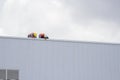 Construction workers on the roof of the building Royalty Free Stock Photo