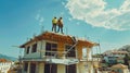 Construction Workers on Rooftop Royalty Free Stock Photo