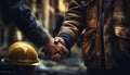 Construction Workers Shaking Hands on Construction Site - Successful Collaboration