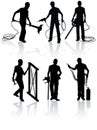 Construction workers silhouettes Royalty Free Stock Photo