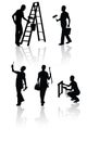 Construction workers silhouettes Royalty Free Stock Photo