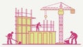 Construction Workers on Site, Building Framework, Safety First, vector design Generative AI Royalty Free Stock Photo