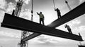 Construction Workers on a Steel Beam Royalty Free Stock Photo
