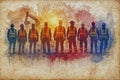 Construction workers teamwork unity strong team building Royalty Free Stock Photo