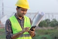 Construction workers using smartphone