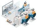 Construction Workers Using Virtual Reality Simulation For Project Planning And Management In Office Royalty Free Stock Photo