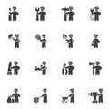 Construction workers vector icons set Royalty Free Stock Photo