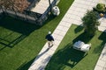 Construction workers work on roof of building Royalty Free Stock Photo