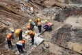 Construction workers are working in the condominium construction