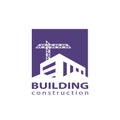 Construction working industry concept. Building construction logo in violet for your web site design,  app, UI Royalty Free Stock Photo