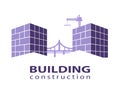 Construction working industry concept. Building construction logo in violet