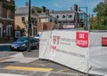 Construction works going on at Harvard University campus, USA.