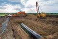 Construction works for laying the pipe of gas pipeline. Royalty Free Stock Photo