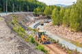 Construction works to protect the riverbank from erosion.