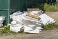 Construction of a workshop and insulation of walls with foam sheets Royalty Free Stock Photo