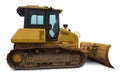 Construction yellow heavy equipment bulldozer track excavator earth mover on white background Royalty Free Stock Photo