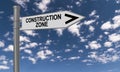 construction zone traffic sign on blue sky Royalty Free Stock Photo