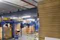 Constructions and carton boxes in a warehouse and distribution center Royalty Free Stock Photo