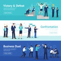 Constructive Business Confrontation Flat Banners Set Royalty Free Stock Photo