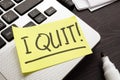 Constructive dismissal. Piece of paper with words I quit job Royalty Free Stock Photo