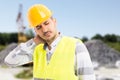 Constructor or builder suffering scruff pain Royalty Free Stock Photo