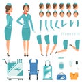 Constructor characters of Stewardess. Vector mascot creation kit