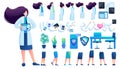 Constructor for creating a doctor women. Create your own character with a Set of hands and feet. Flat 2D vector illustration Royalty Free Stock Photo