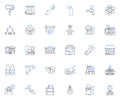 Constructor line icons collection. Build, Create, Engineer, Design, Fabricate, Develop, Assemble vector and linear