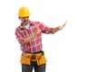 Constructor making stay away gesture Royalty Free Stock Photo