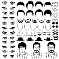 Constructor with men hipster haircuts, glasses, beards, mustaches. Vector flat style Royalty Free Stock Photo