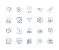 Constructor line icons collection. Blueprint, Hardhat, Framework, Building, Workers, Excavator, Structure vector and