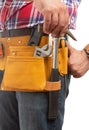 Constructor putting hammer back in place Royalty Free Stock Photo