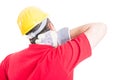 Constructor suffering back neck pain Royalty Free Stock Photo