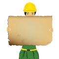 Constructor woman holding an empty board Royalty Free Stock Photo