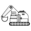 Constrution vehicle machinery isolated sideview in black and white Royalty Free Stock Photo