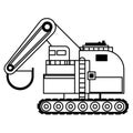 Constrution vehicle machinery isolated sideview in black and white Royalty Free Stock Photo