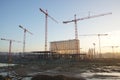 Constuction site with several cranes